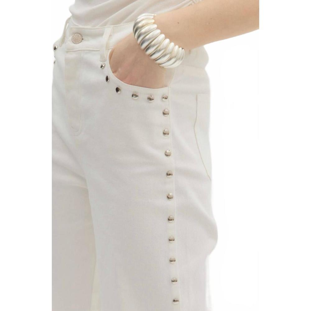 NEW ENTRO stud embellished high waisted pants in off white - Picture 4 of 4